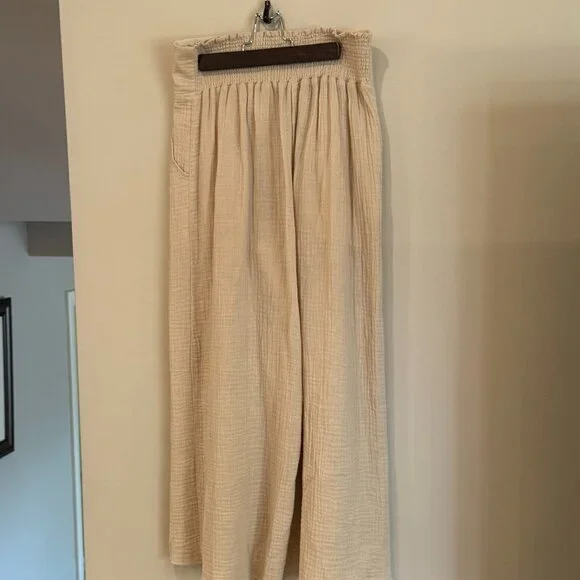 Charlie Paige Wide-Leg  Cotton Pants - Cream - Picture 2 of 10